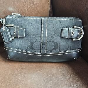 VINTAGE COACH Signature Canvas Double Buckle Wristlet